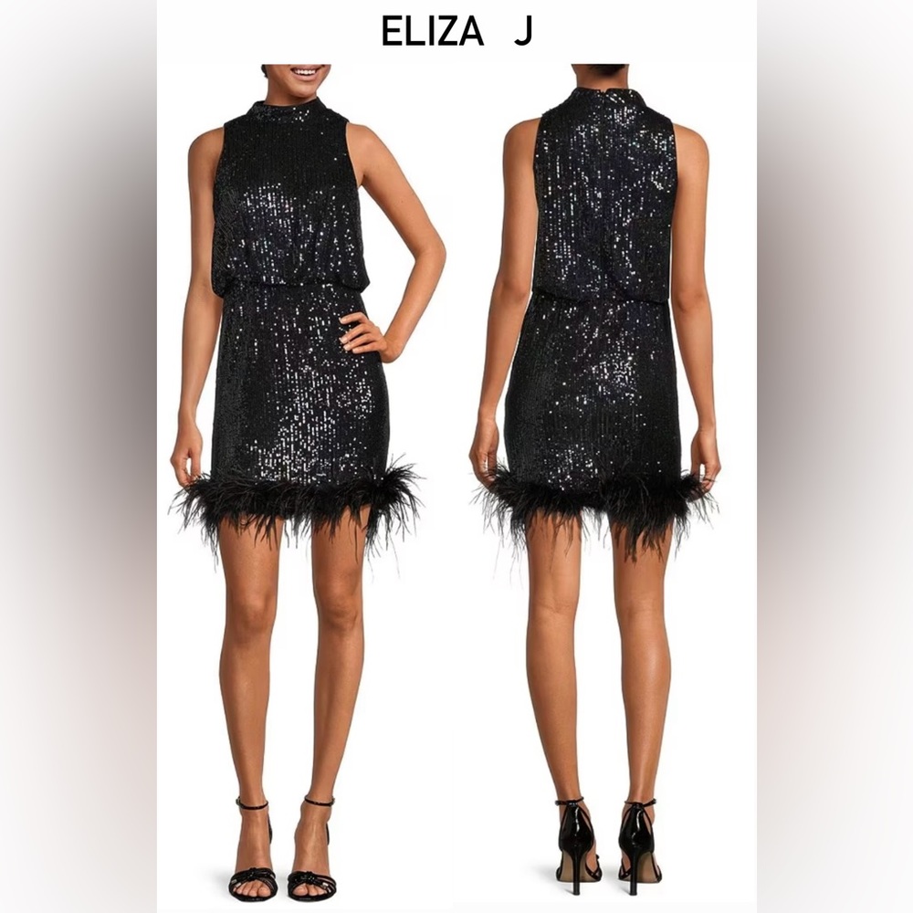 Eliza J Black Sequin Mini Dress